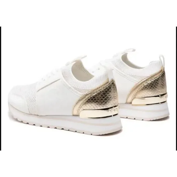 Michael Kors Dash Knit Trainer NIB Tennis Shoe Sneaker Gold White Size 6 - Picture 4 of 10